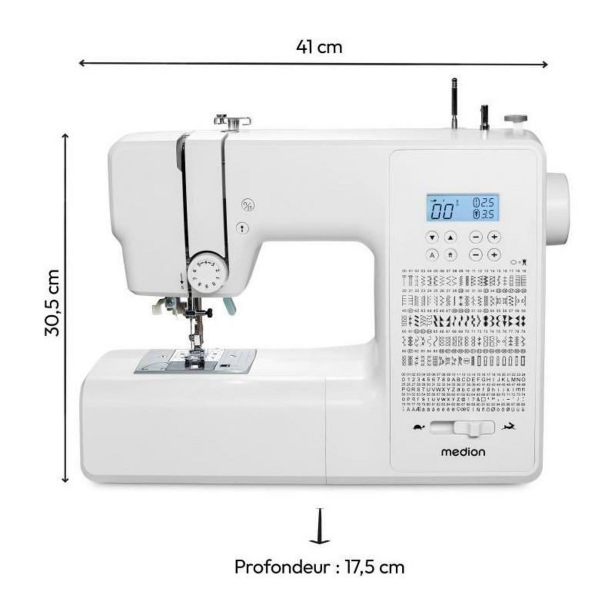 Medion Machine a Coudre Numérique - MEDION - SD 36 - 38W - 270 Points - 700 tr/min - LED - Blanc