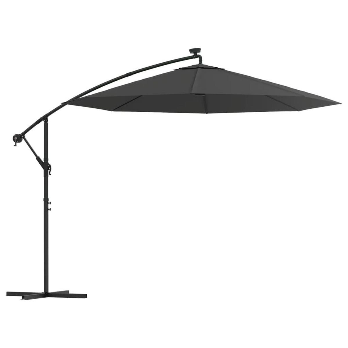VIDAXL Parasol de jardin en porte-a-faux et lumieres LED mat en acier
