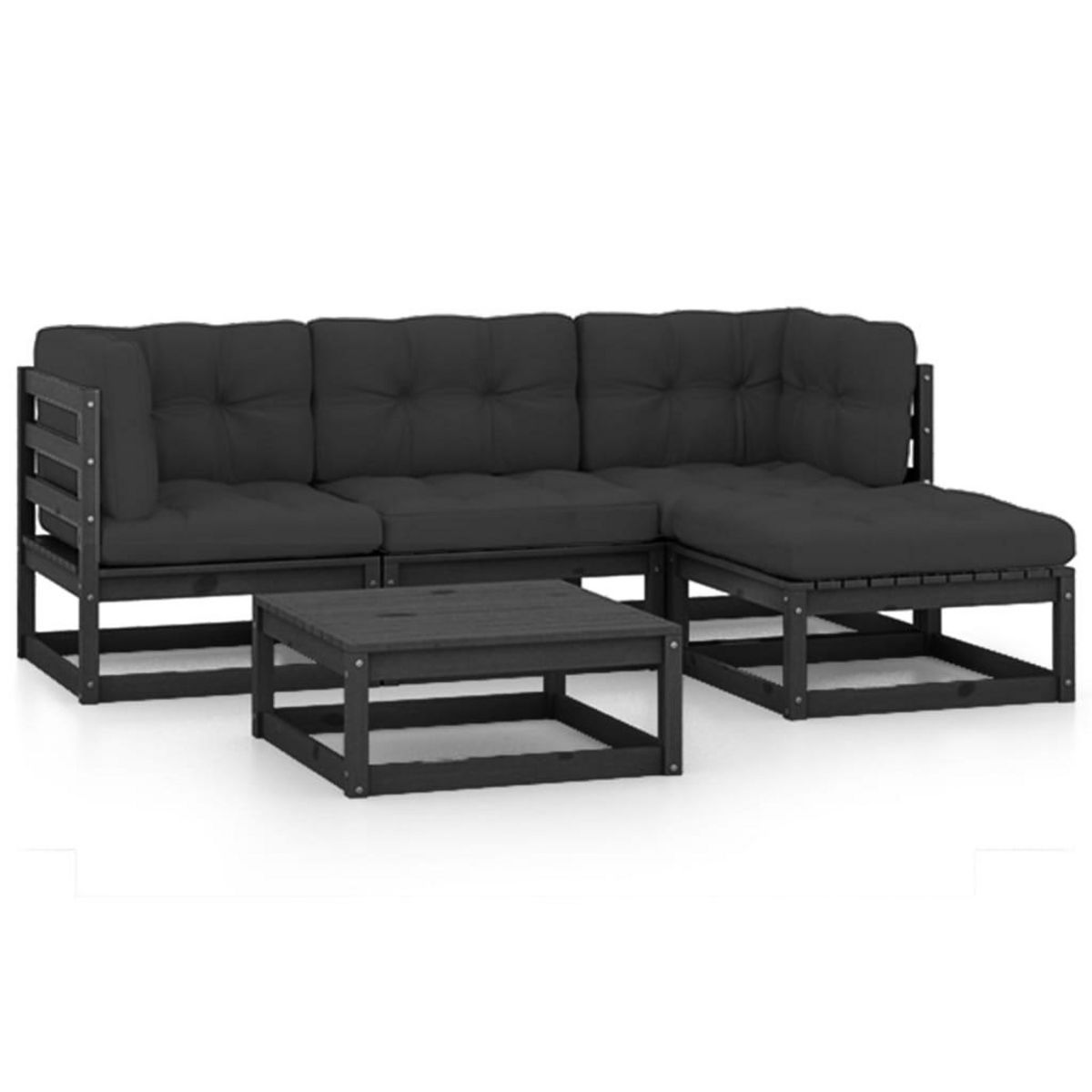 VIDAXL Salon de jardin 5 pcs avec coussins Bois de pin massif