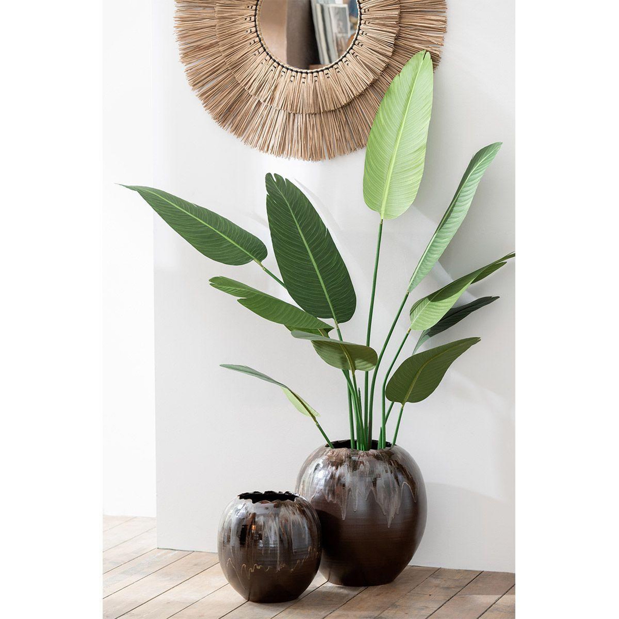 Voir la diapositive 4 : J-LINE Cache-pot en céramique  jaisalmer  50cm marron