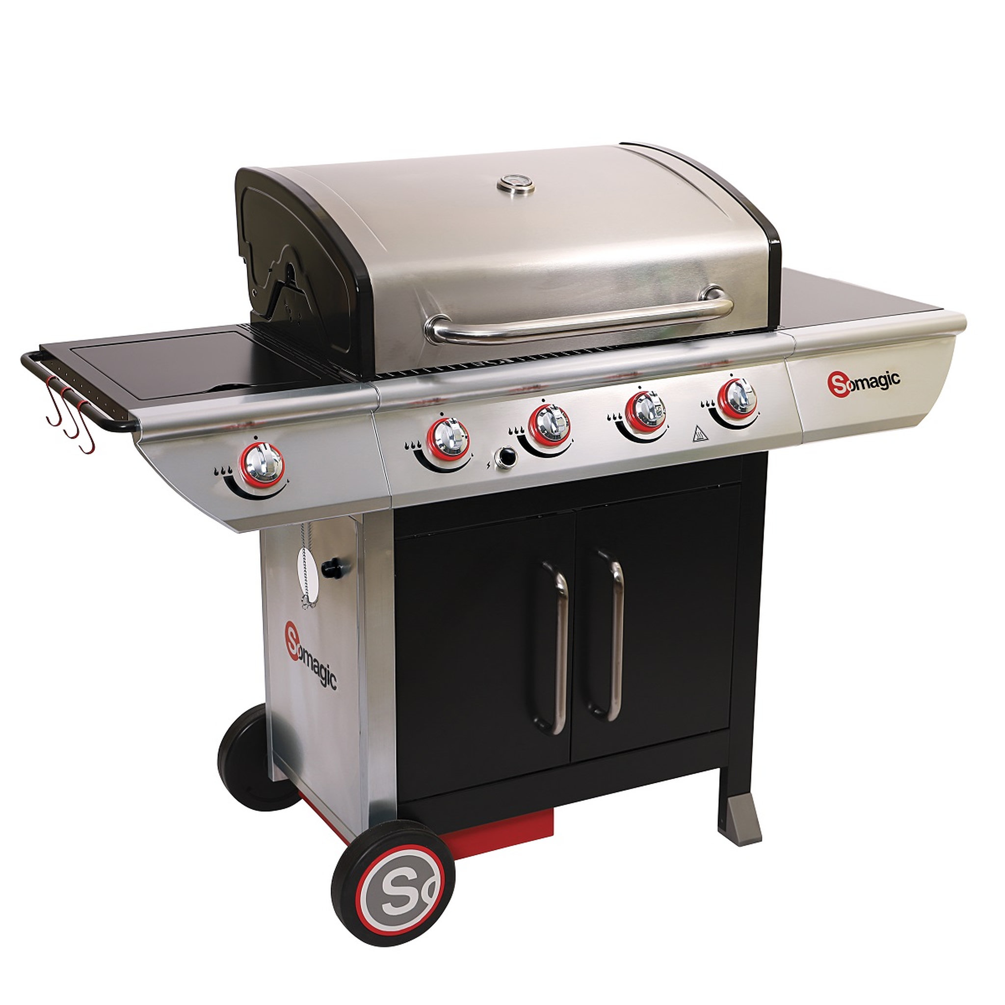 Voir la diapositive 2 : Somagic Barbecue à gaz en acier 4 brûleurs + 1 latéral MANHATTAN