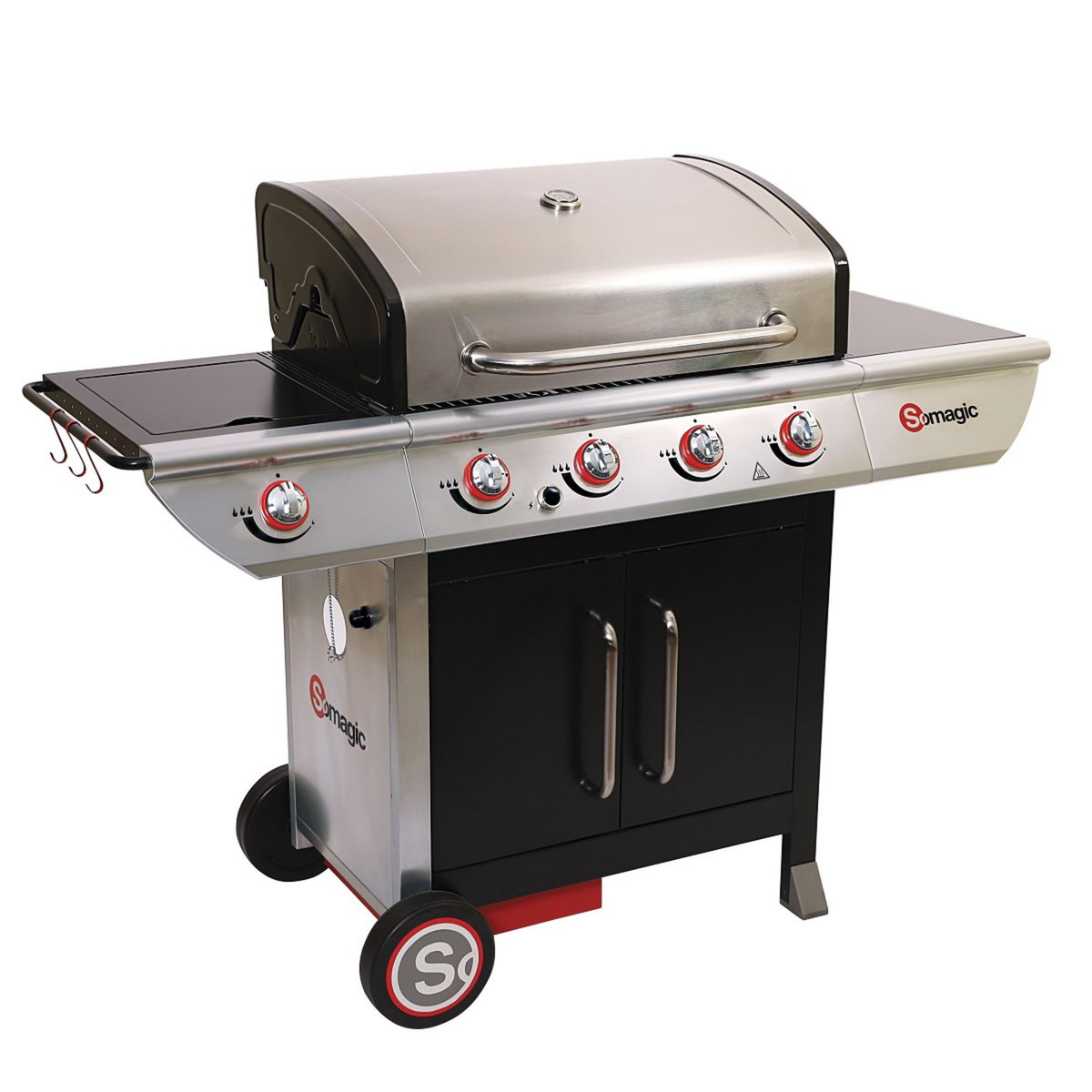 Somagic Barbecue à gaz en acier 4 brûleurs + 1 latéral MANHATTAN
