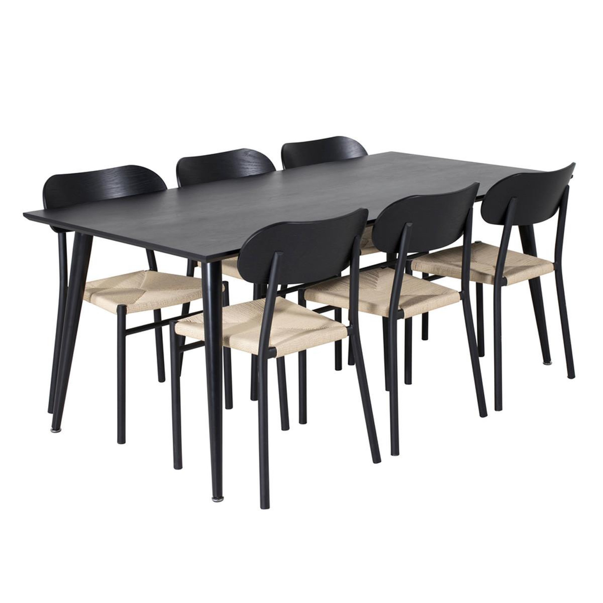 Paris Prix Ensemble table à manger & 6 chaises  dipp & polly  180cm noir