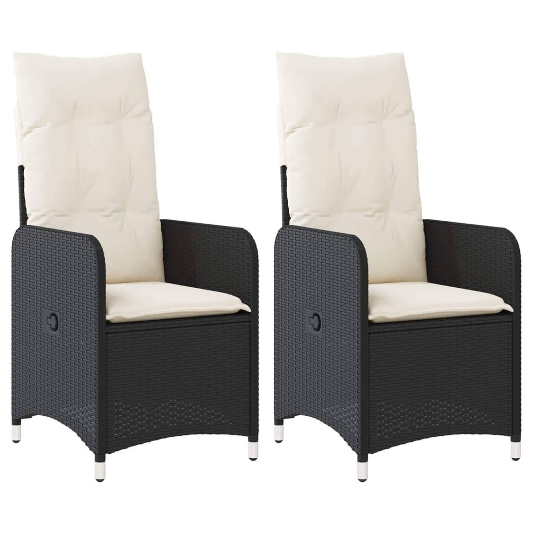 Voir la diapositive 2 : VIDAXL Chaises inclinables de jardin lot de 2 et coussins noir rotin