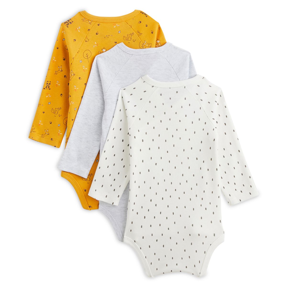 INEXTENSO Lot de 3 bodies de naissance manches longues lapins bébé garçon