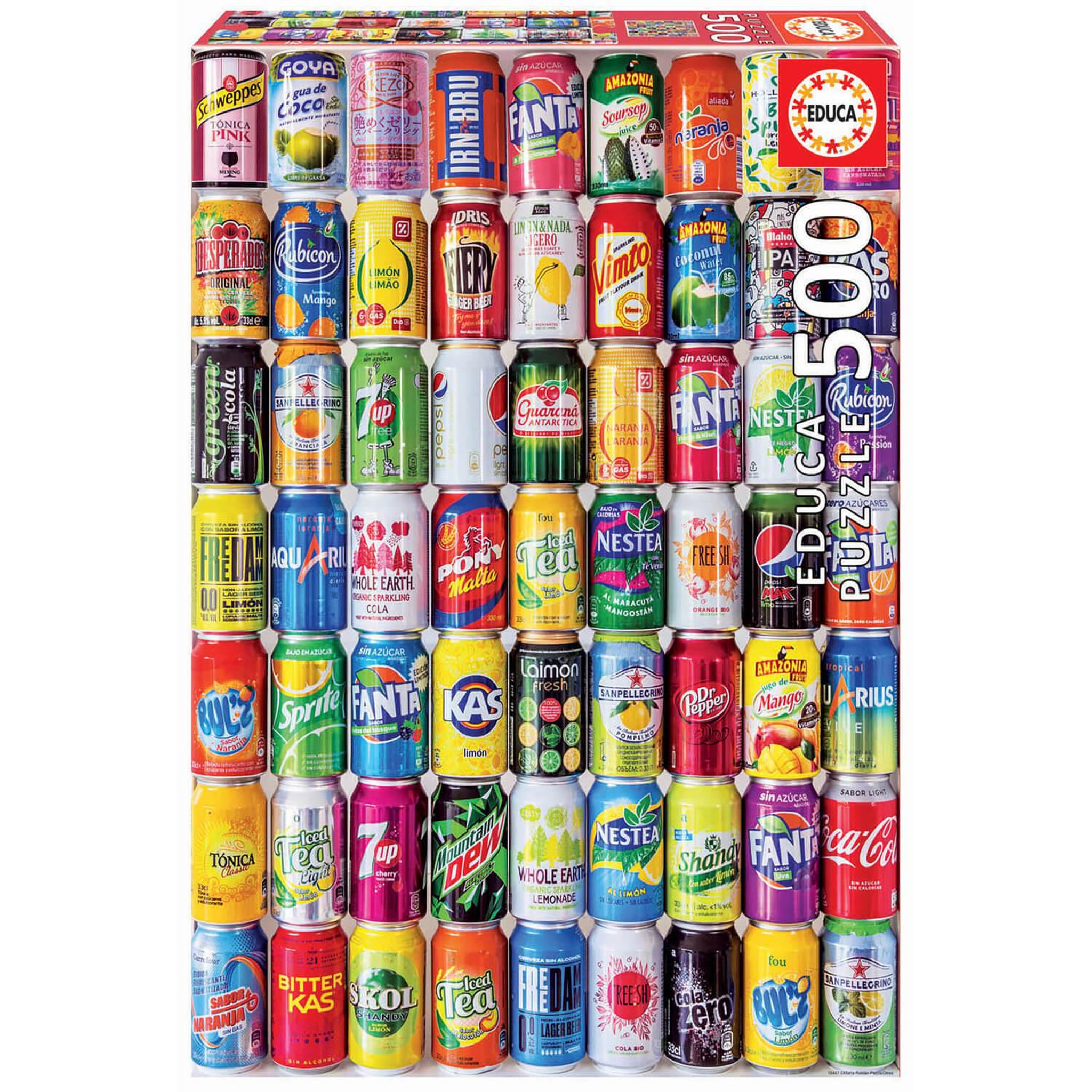Voir la diapositive 2 : EDUCA Puzzle 500 pièces : Canettes de soda