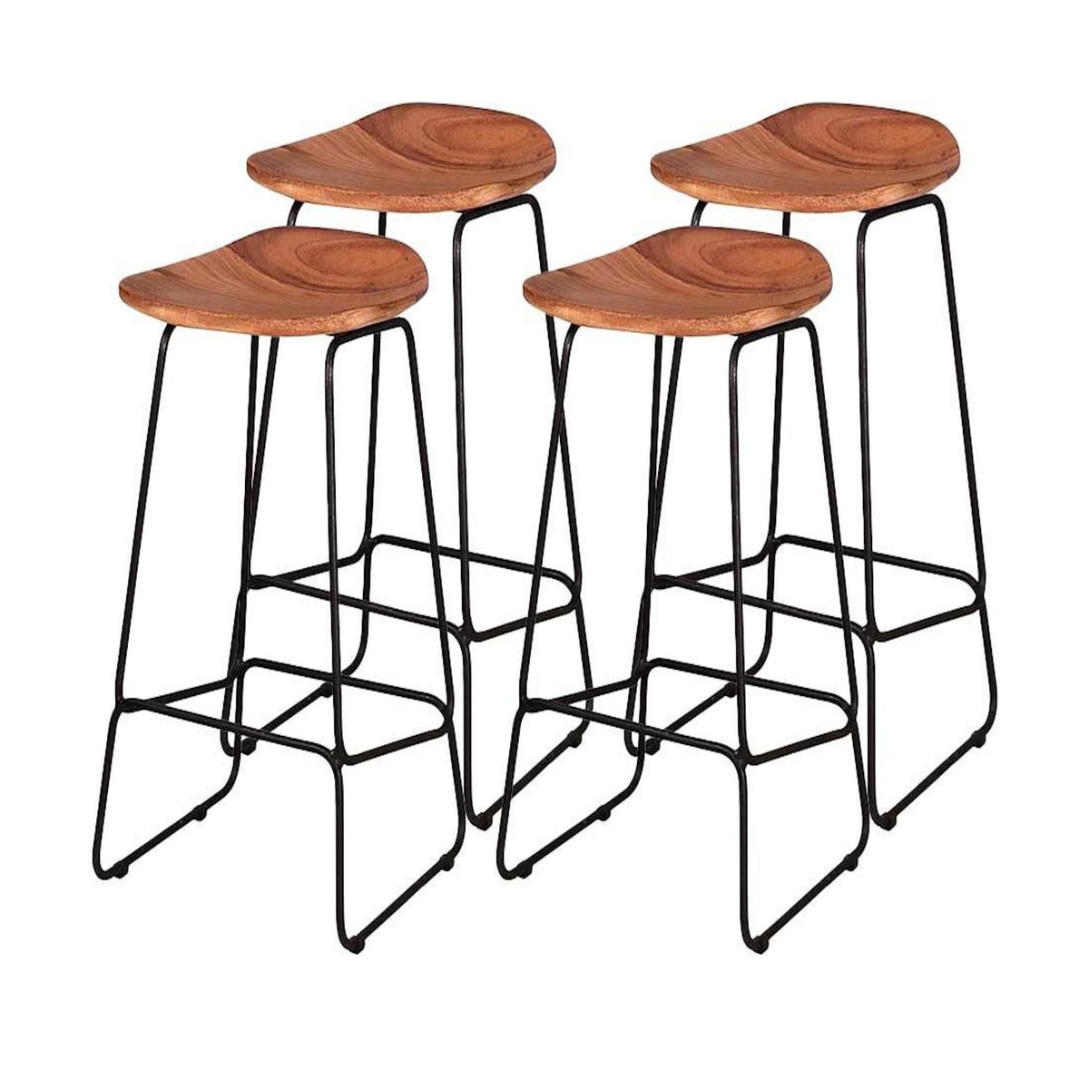 LISA DESIGN Djoda - lot de 4 tabourets de bar - bois massif d'acacia