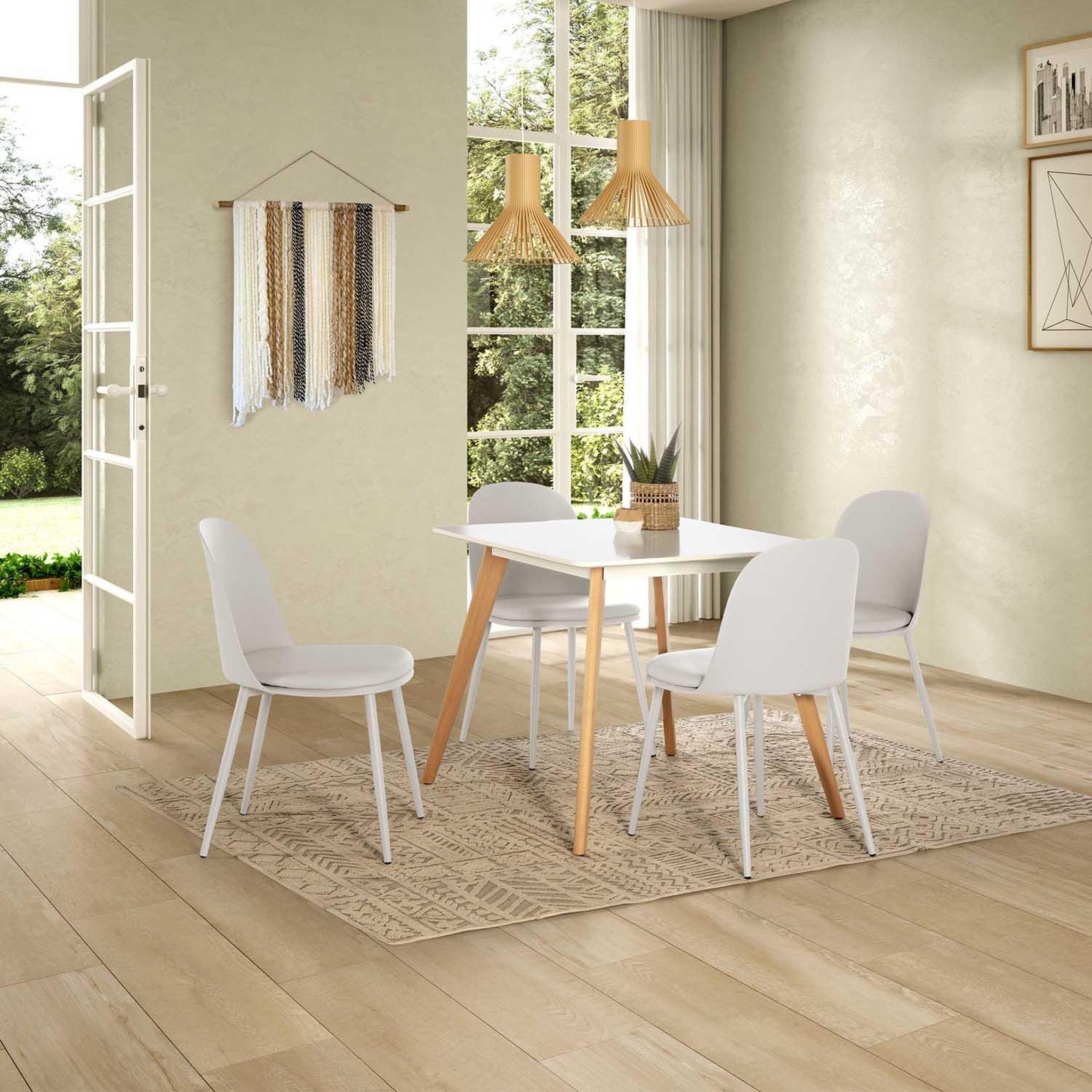 Voir la diapositive 2 : VS VENTA-STOCK Ensemble table 80x80 cm et 4 chaises de salle à manger Kana Blanc