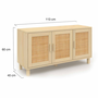 Voir la diapositive 5 : ID MARKET Buffet bas vintage 113 cm ELIN 3 portes effet naturel cannage