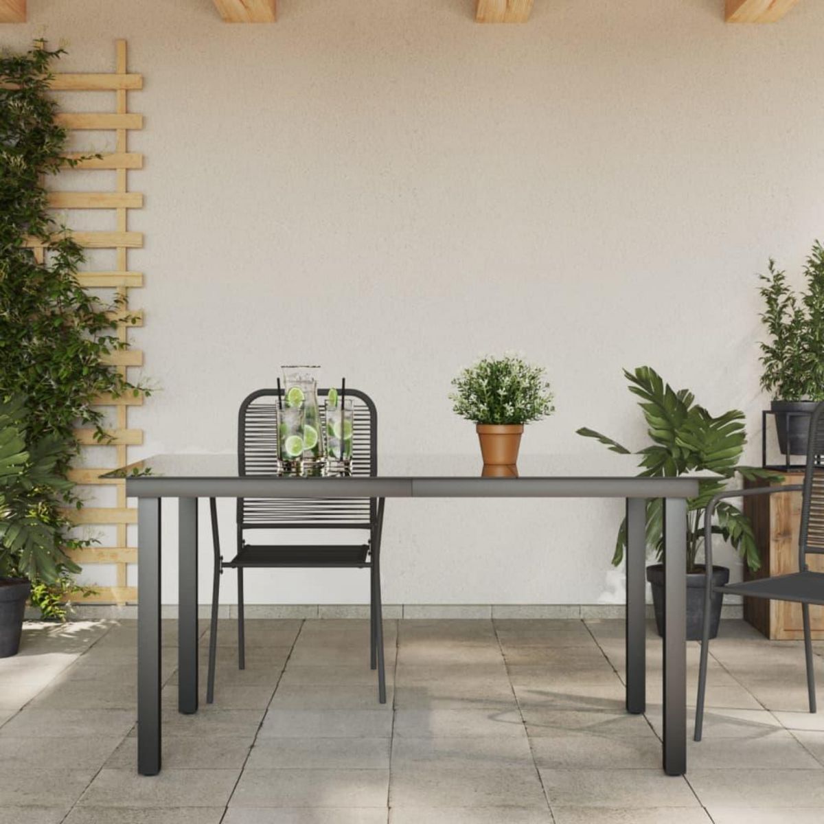 VIDAXL Table de jardin Noir 150x90x74 cm Aluminium et verre