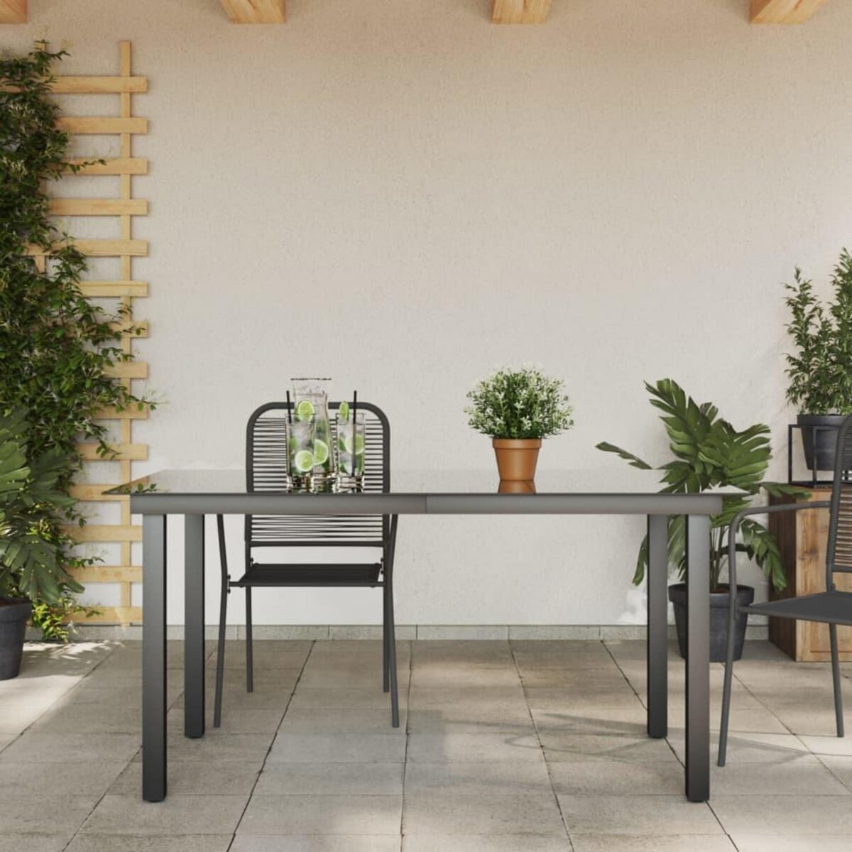 VIDAXL Table de jardin Noir 150x90x74 cm Aluminium et verre