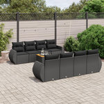 VIDAXL Salon de jardin 9 pcs avec coussins noir resine tressee