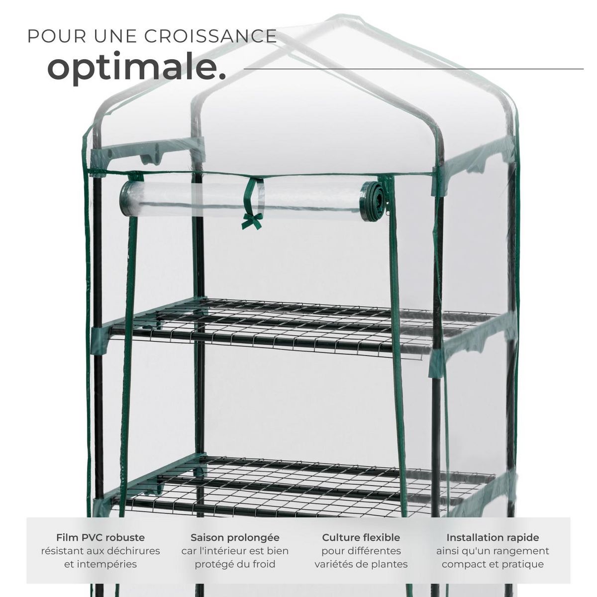 tectake Serre de balcon 0,36 m³ sur roulettes blanc transparent