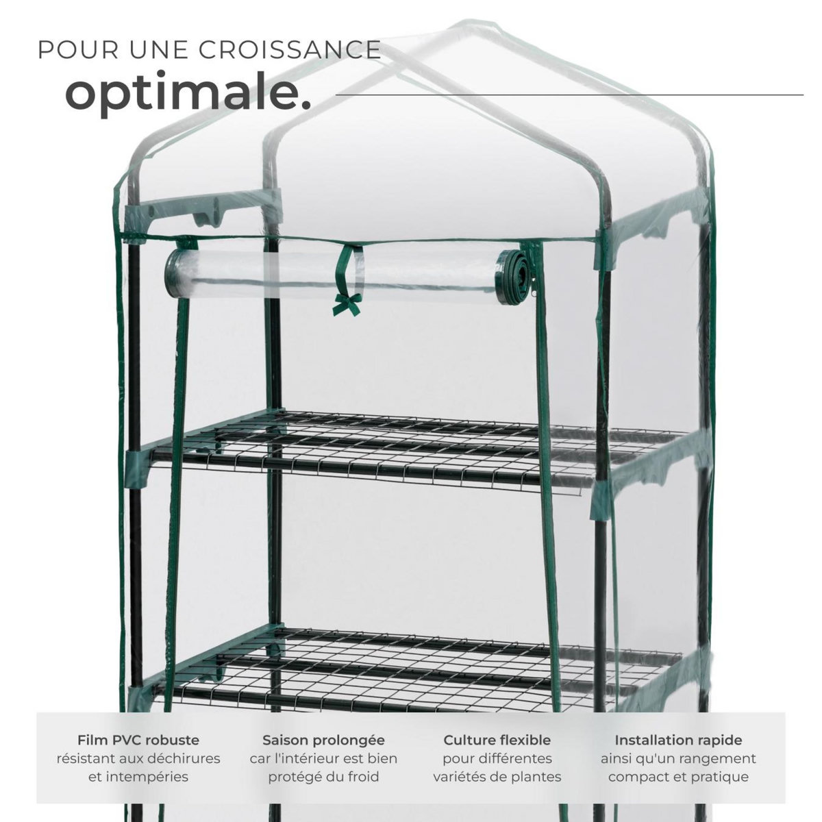 tectake Serre de balcon 0,36 m³ sur roulettes blanc transparent