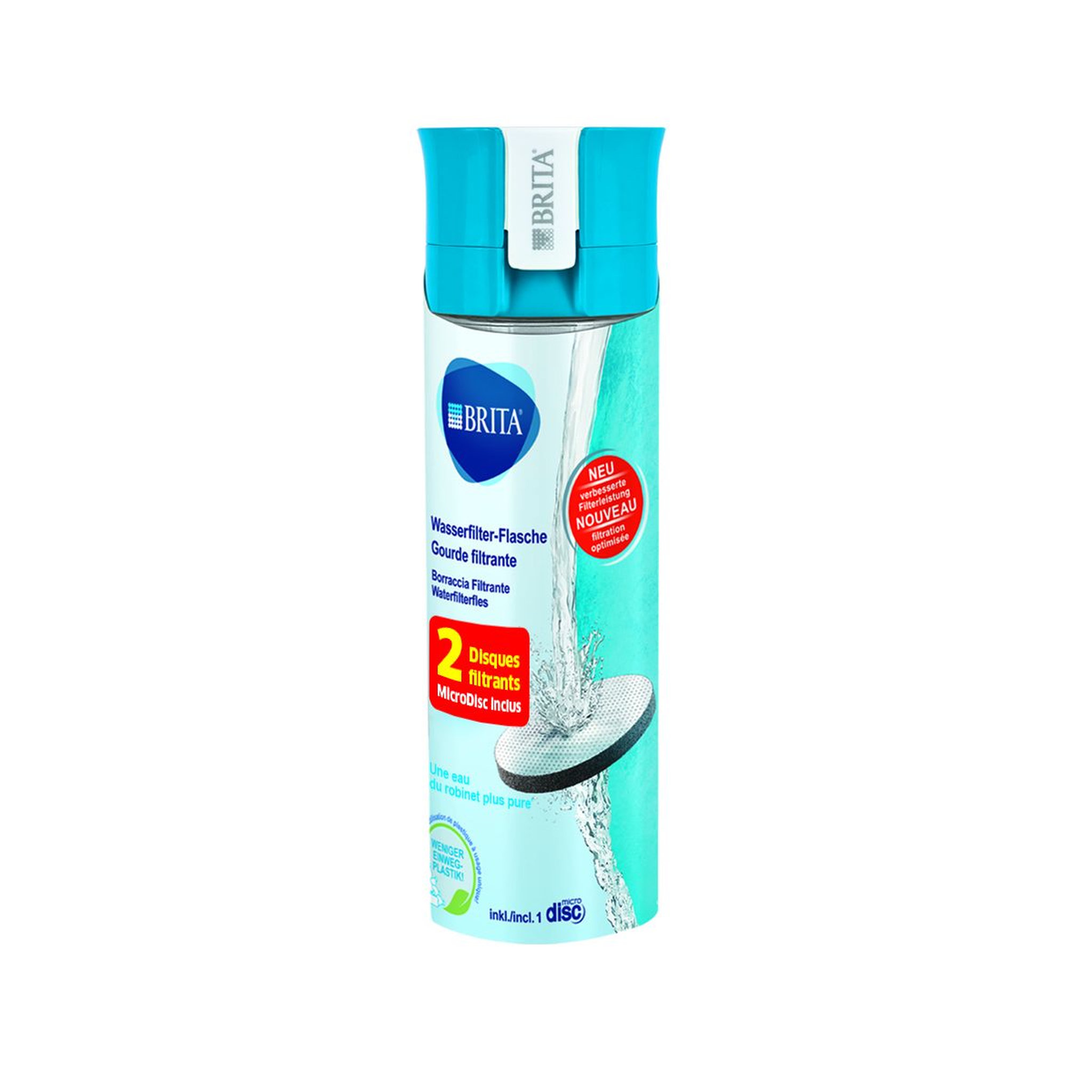 Voir la diapositive 2 : BRITA Gourde transparente bleu + 2 microdiscs