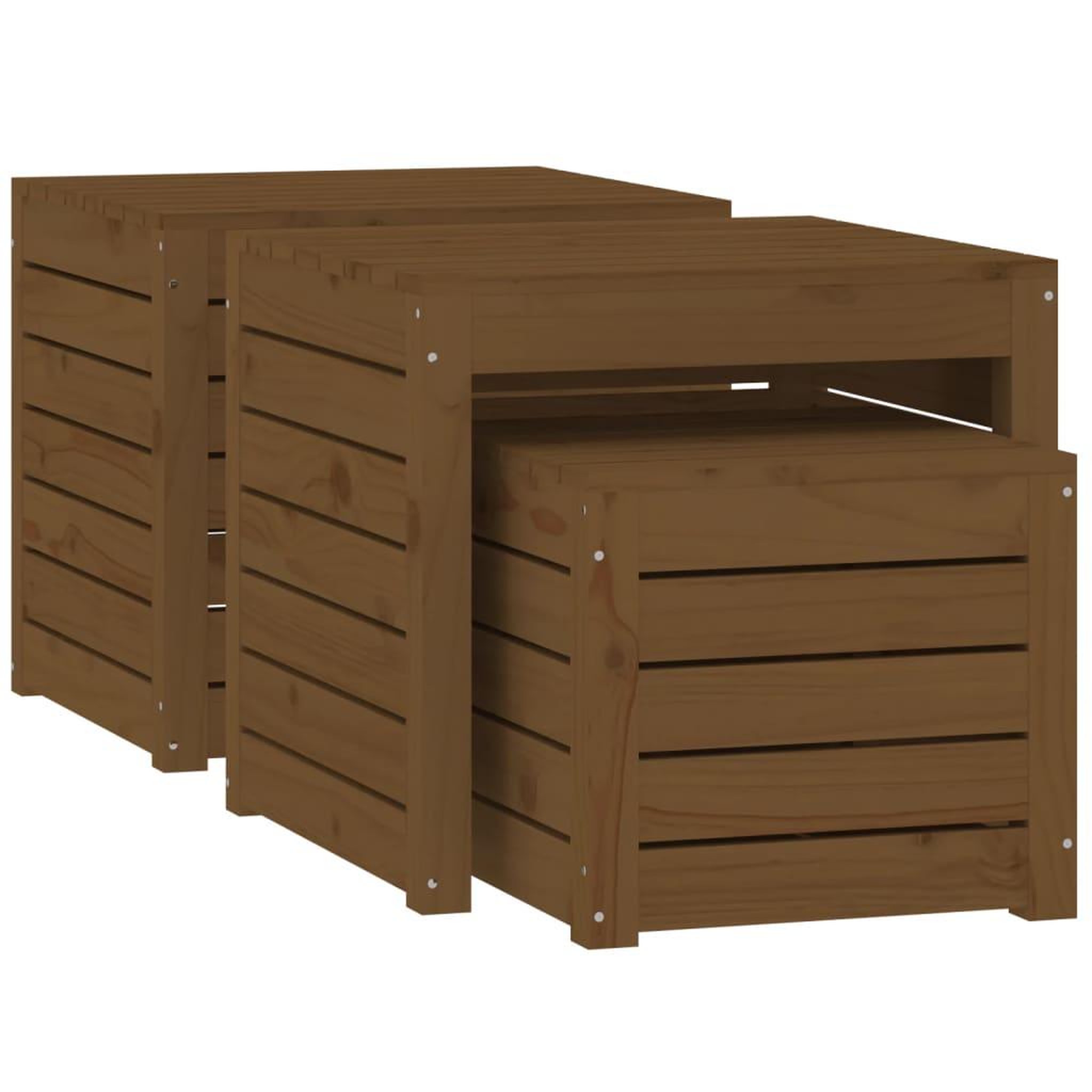 Voir la diapositive 5 : VIDAXL Ensemble de boîtes de jardin 3 pcs marron miel bois pin massif