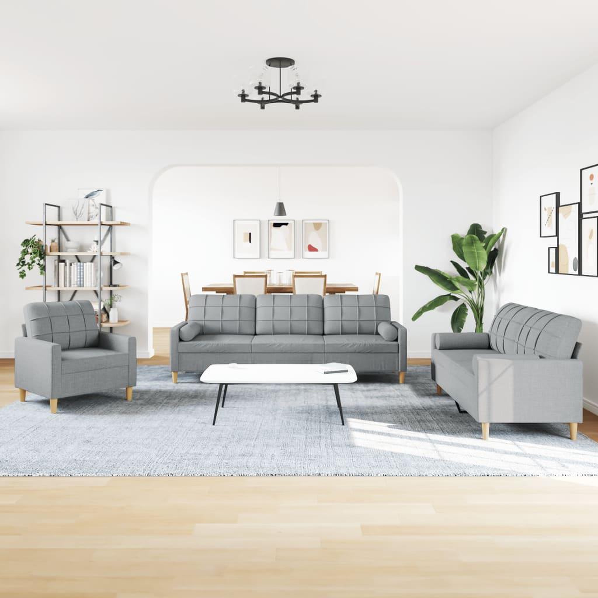 Voir la diapositive 3 : VIDAXL Ensemble de canapes 3 pcs coussins decoratifs gris clair tissu