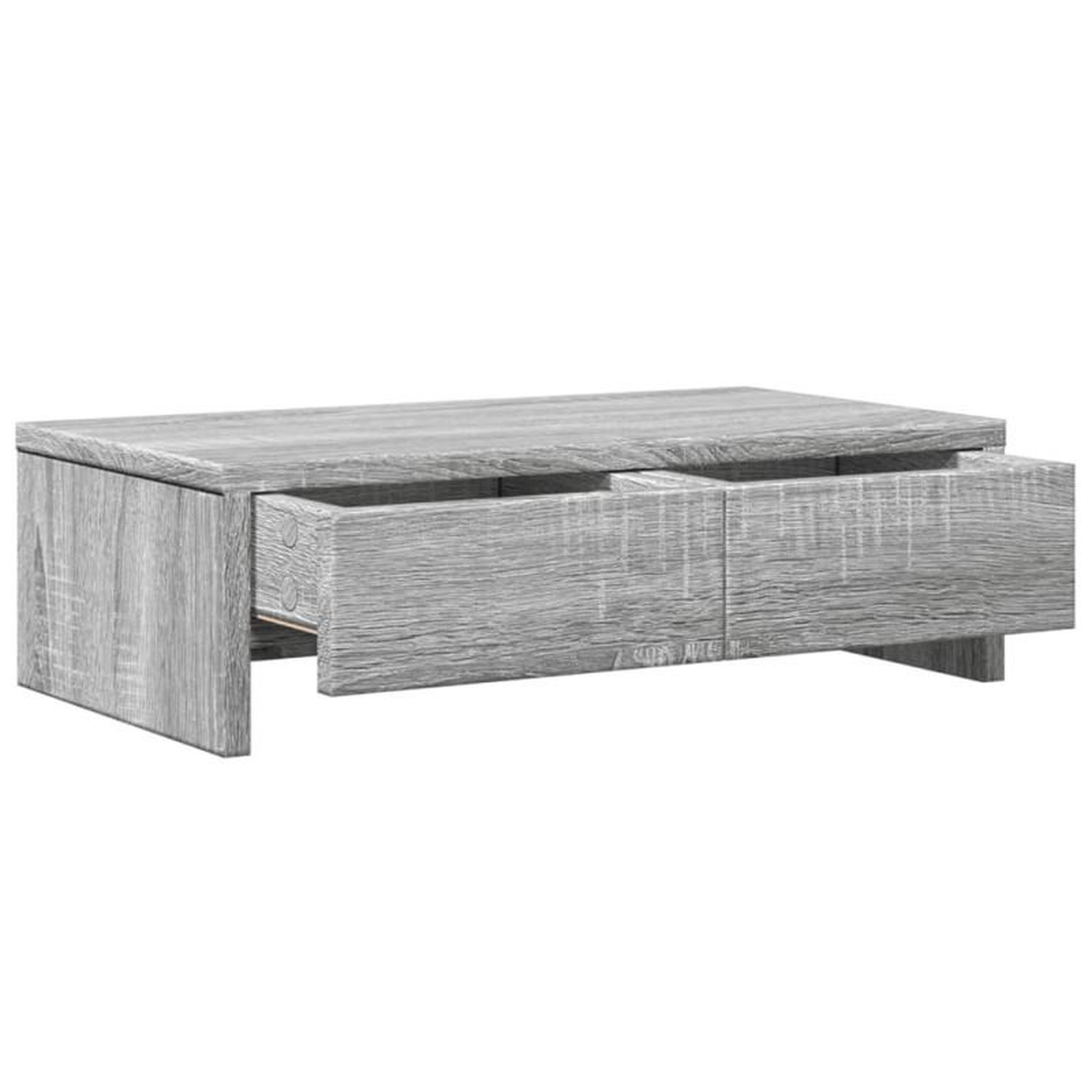 Voir la diapositive 5 : VIDAXL Support de moniteur avec tiroirs sonoma gris bois d ingénierie