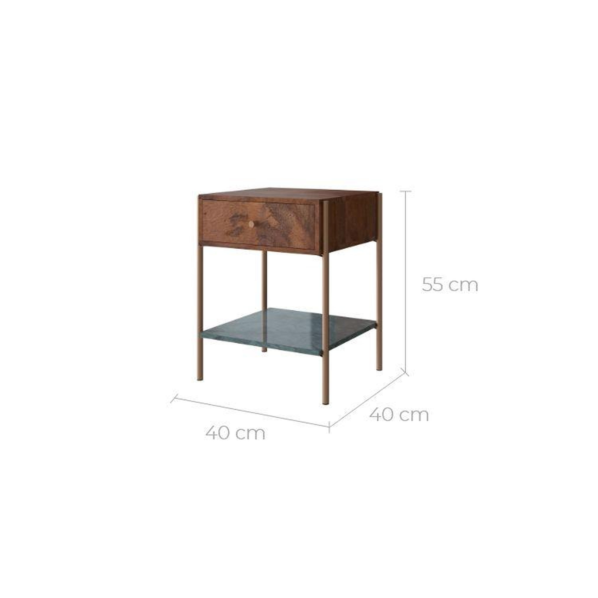 Voir la diapositive 4 : MAISON PAVANE Table de chevet en bois de manguier et marbre vert-doori