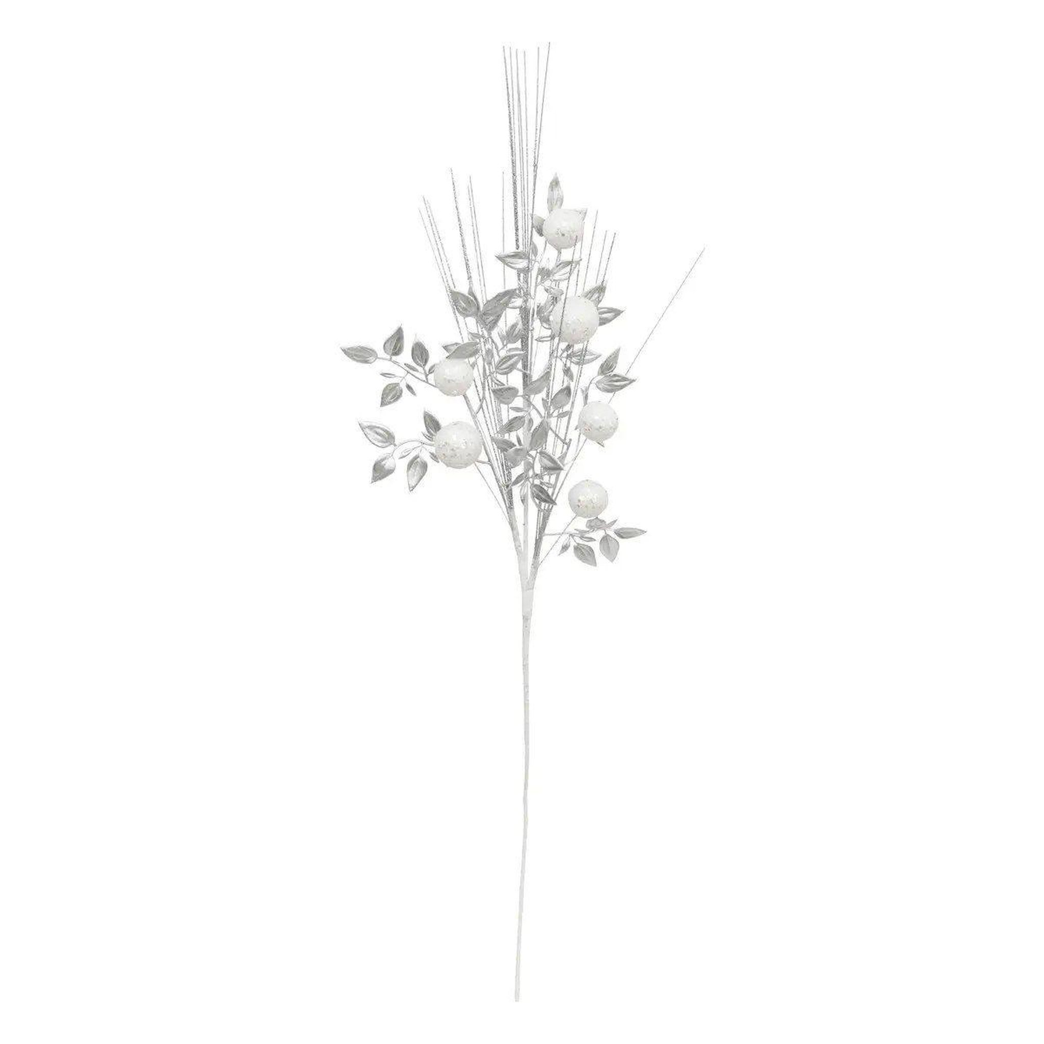 ATMOSPHERA Branche déco de noël  feuilles & boules  75cm argent