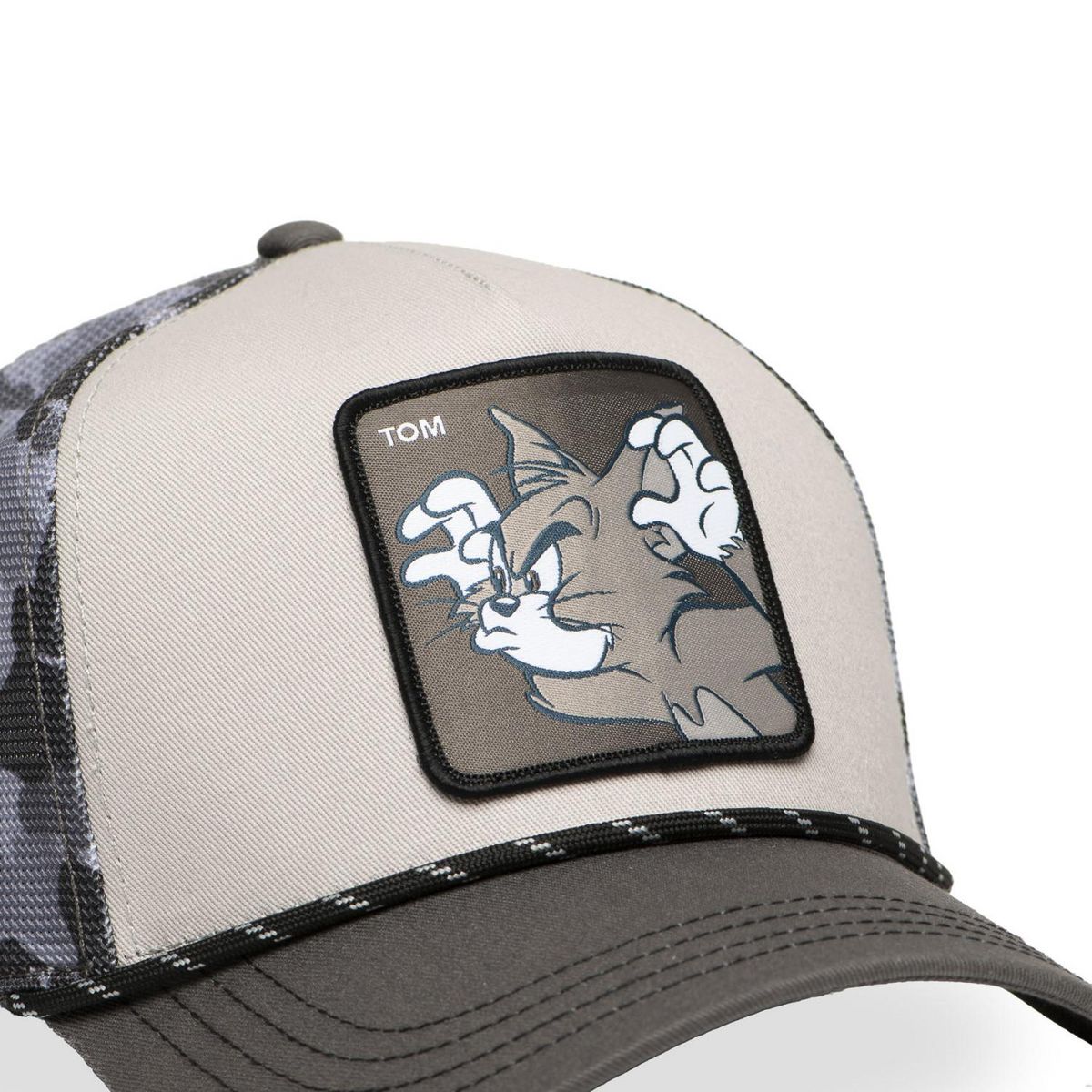 CAPSLAB Casquette trucker premium avec filet camou Tom & Jerry modèle Tom