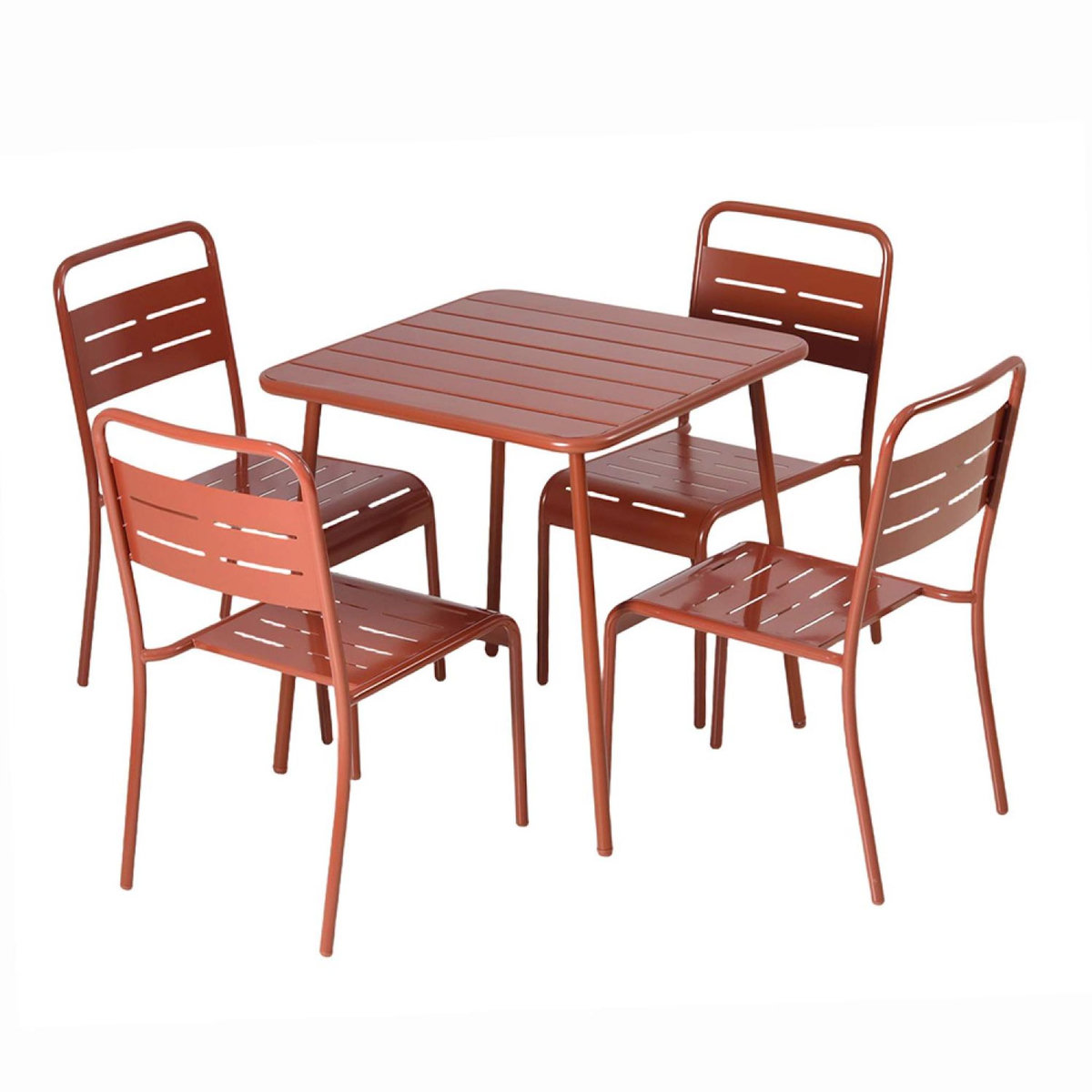 CONCEPT USINE Ensemble table de jardin carrée 70cm et 4 chaises terracotta BERGAME