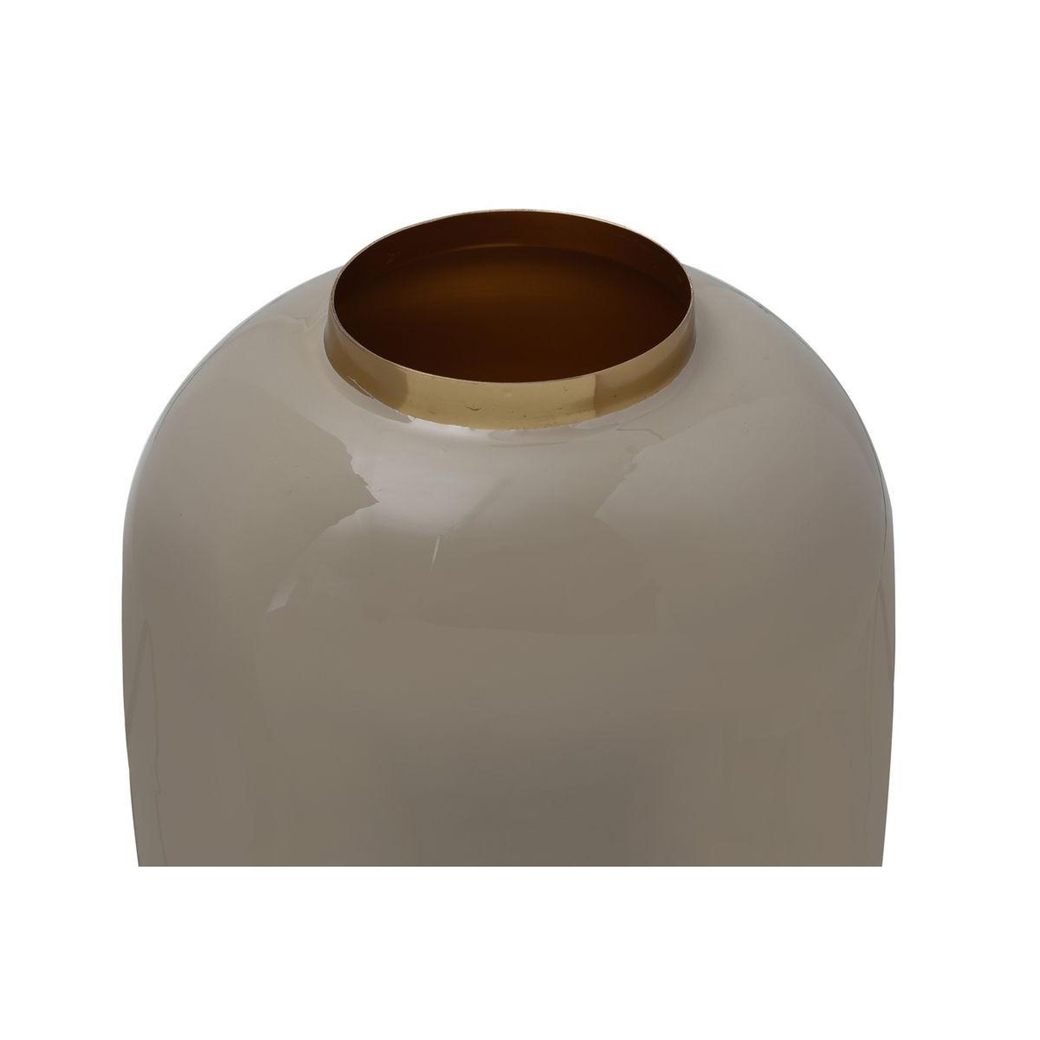 Voir la diapositive 2 : Paris Prix Vase rond déco  polko  25cm taupe & or