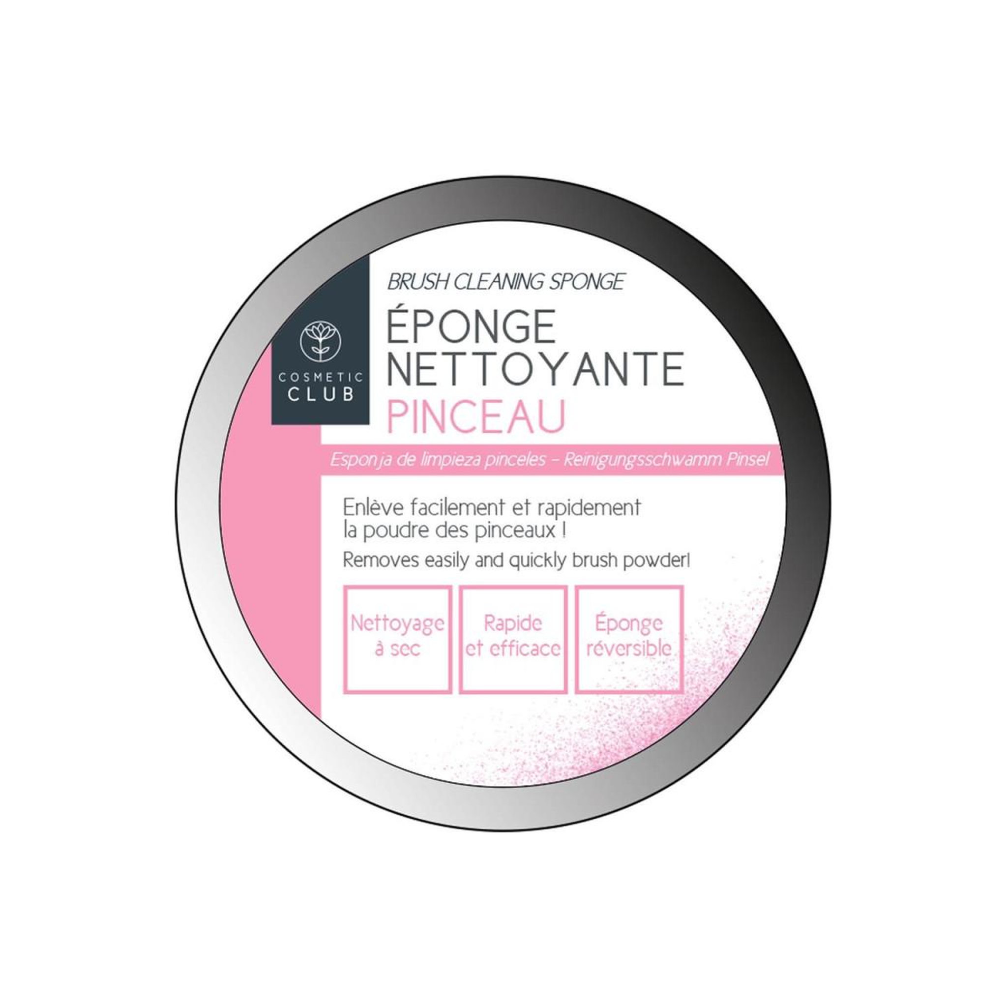 Voir la diapositive 6 : Cosmetic Club Éponge nettoyante réversible  pinceau  8cm noir