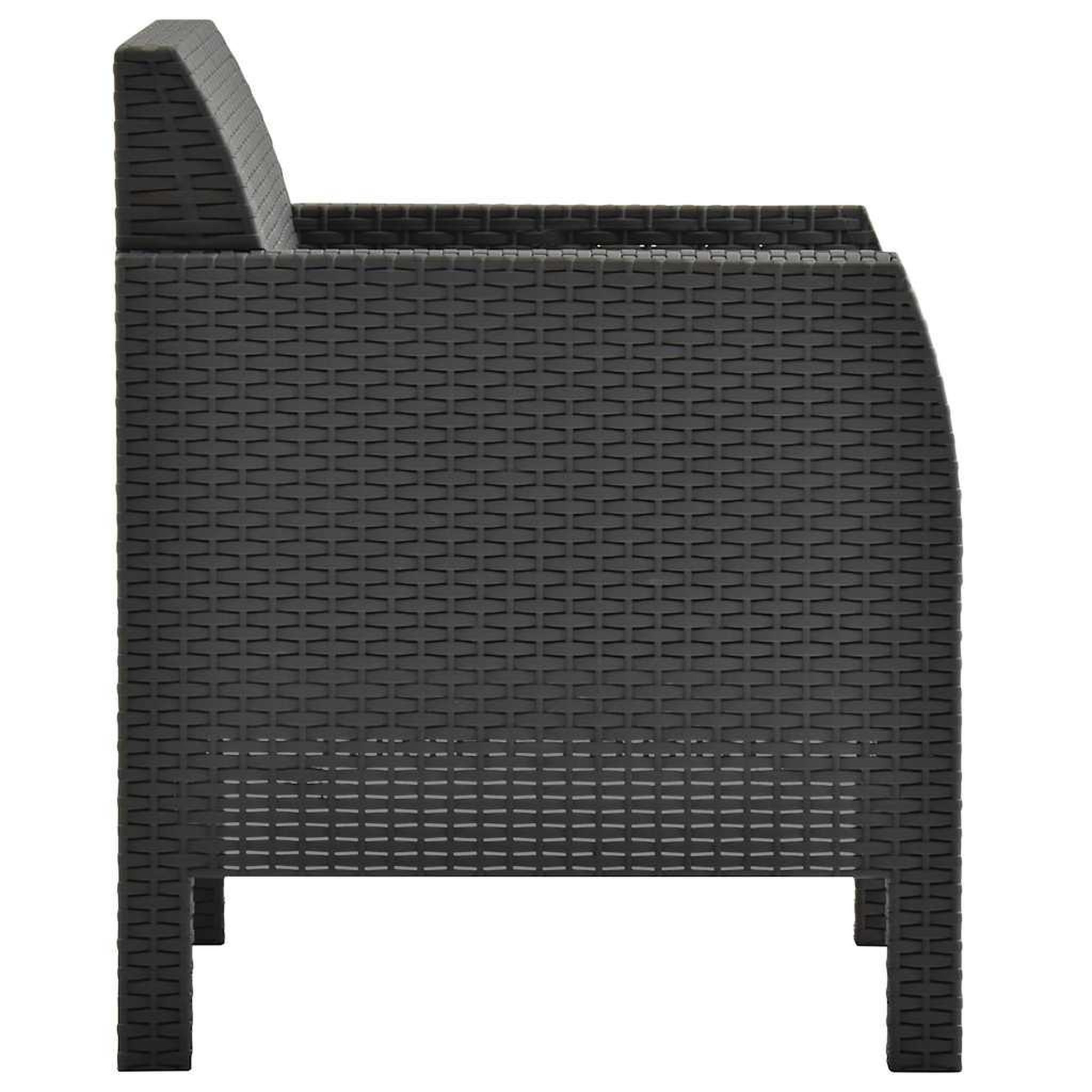 Voir la diapositive 3 : VIDAXL Chaise de jardin avec coussin anthracite 63x65x76 cm pp rotin