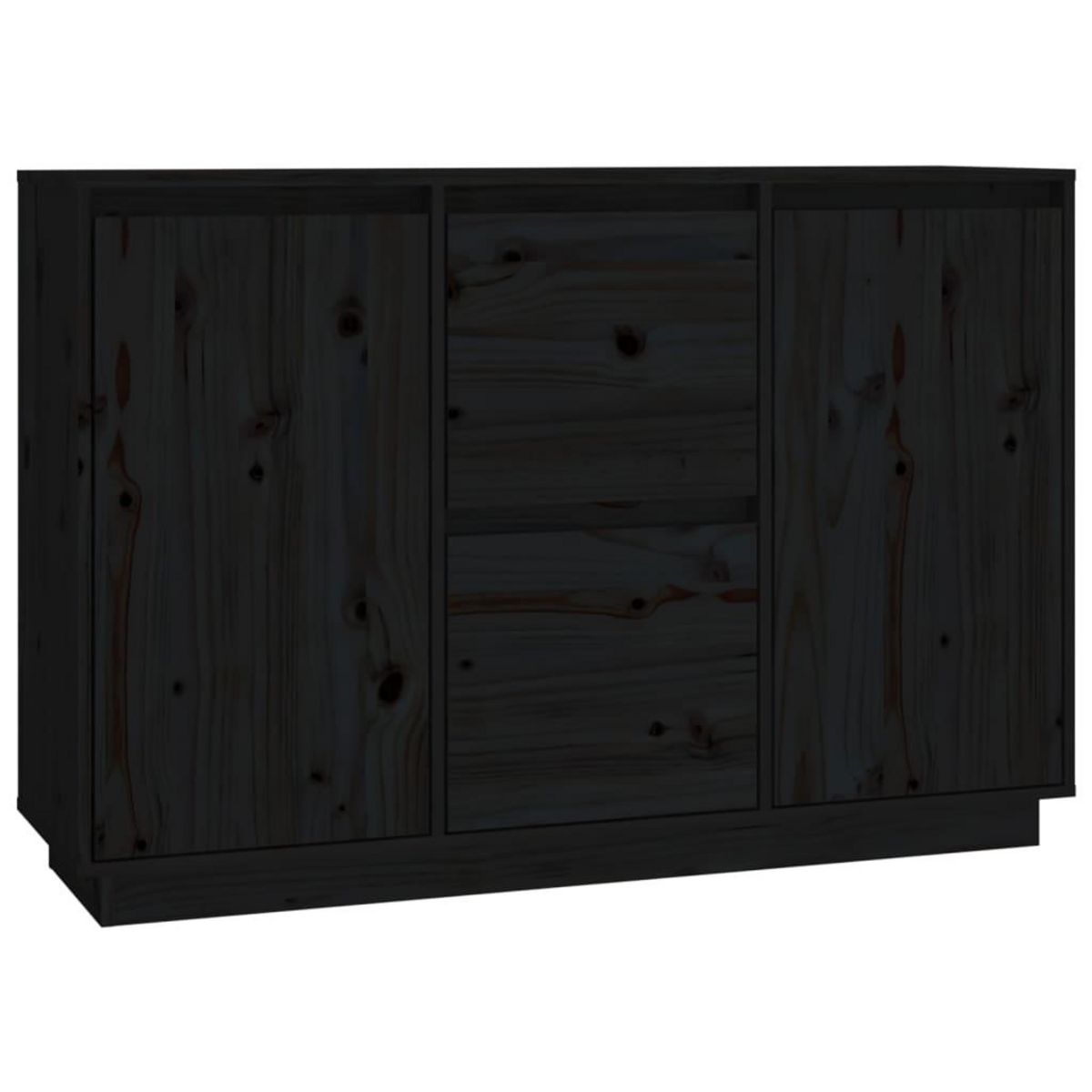 VIDAXL Buffet Noir 111x34x75 cm Bois massif de pin