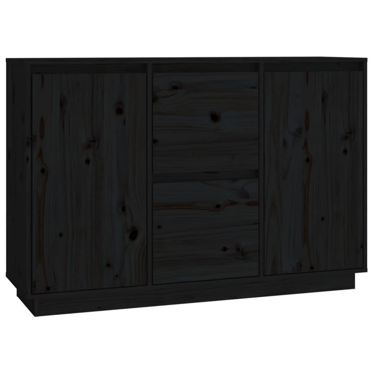 VIDAXL Buffet Noir 111x34x75 cm Bois massif de pin