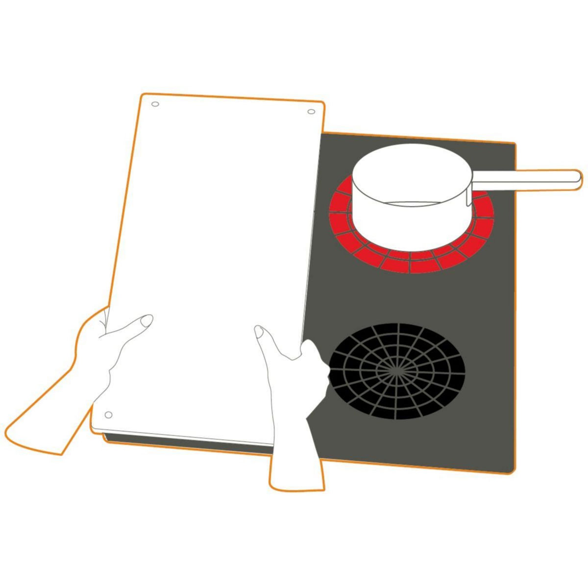 PEBBLY Planche de protection cuisson pour plaque 50x28cm, noire