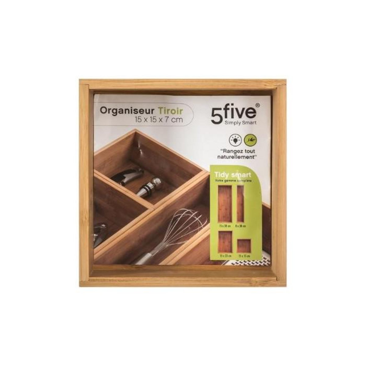 FIVE Organisateur en Bambou  Tidy Smart  15x15cm Naturel