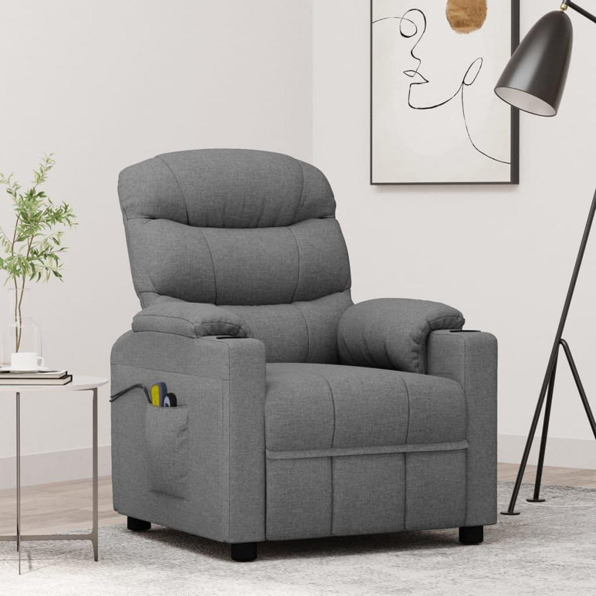 VIDAXL Fauteuil electrique de massage Gris clair Tissu