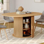 Voir la diapositive 2 : ID MARKET Table à manger extensible ronde JULIETTE 4-8 personnes pied lattes avec rangement 110-150 cm