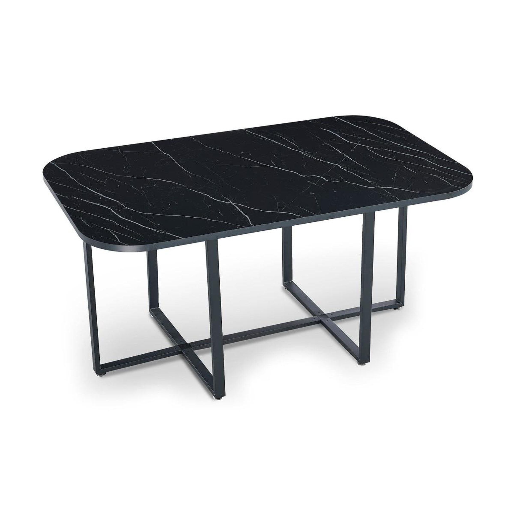 Voir la diapositive 5 : Paris Prix Ensemble table à manger & 6 chaises en velours  norway  150cm noir
