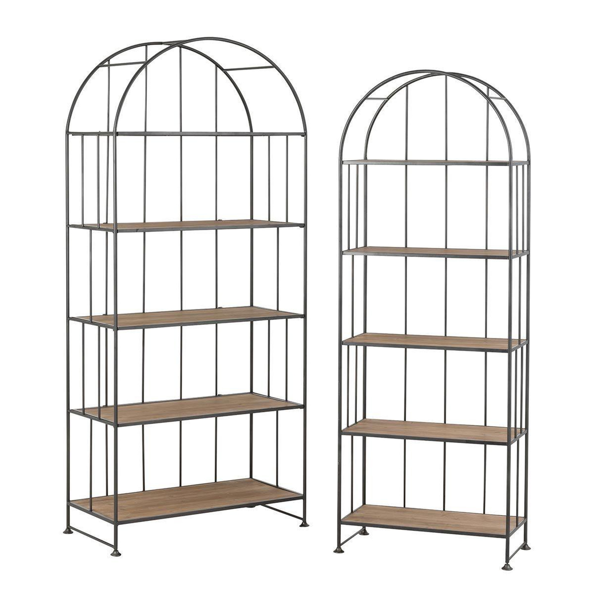 Voir la diapositive 1 : J-LINE Lot de 2 Étagères Déco  Carambo  182cm Marron