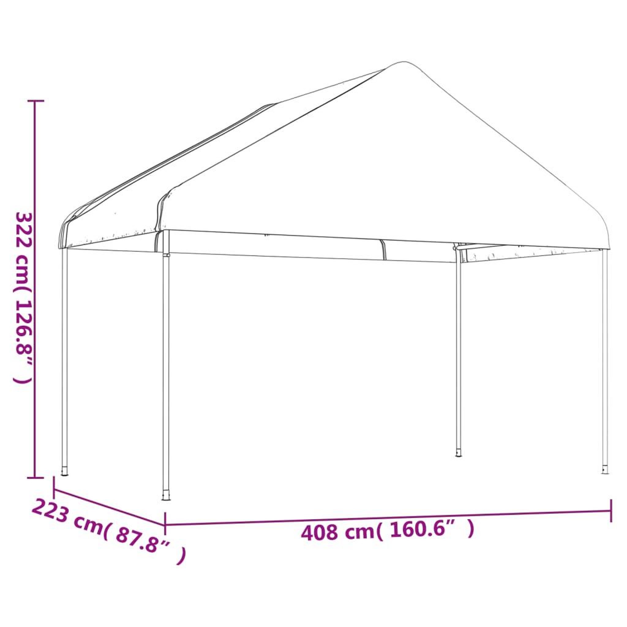 Voir la diapositive 4 : VIDAXL Belvedere avec toit blanc 4,08x2,23x3,22 m polyethylene