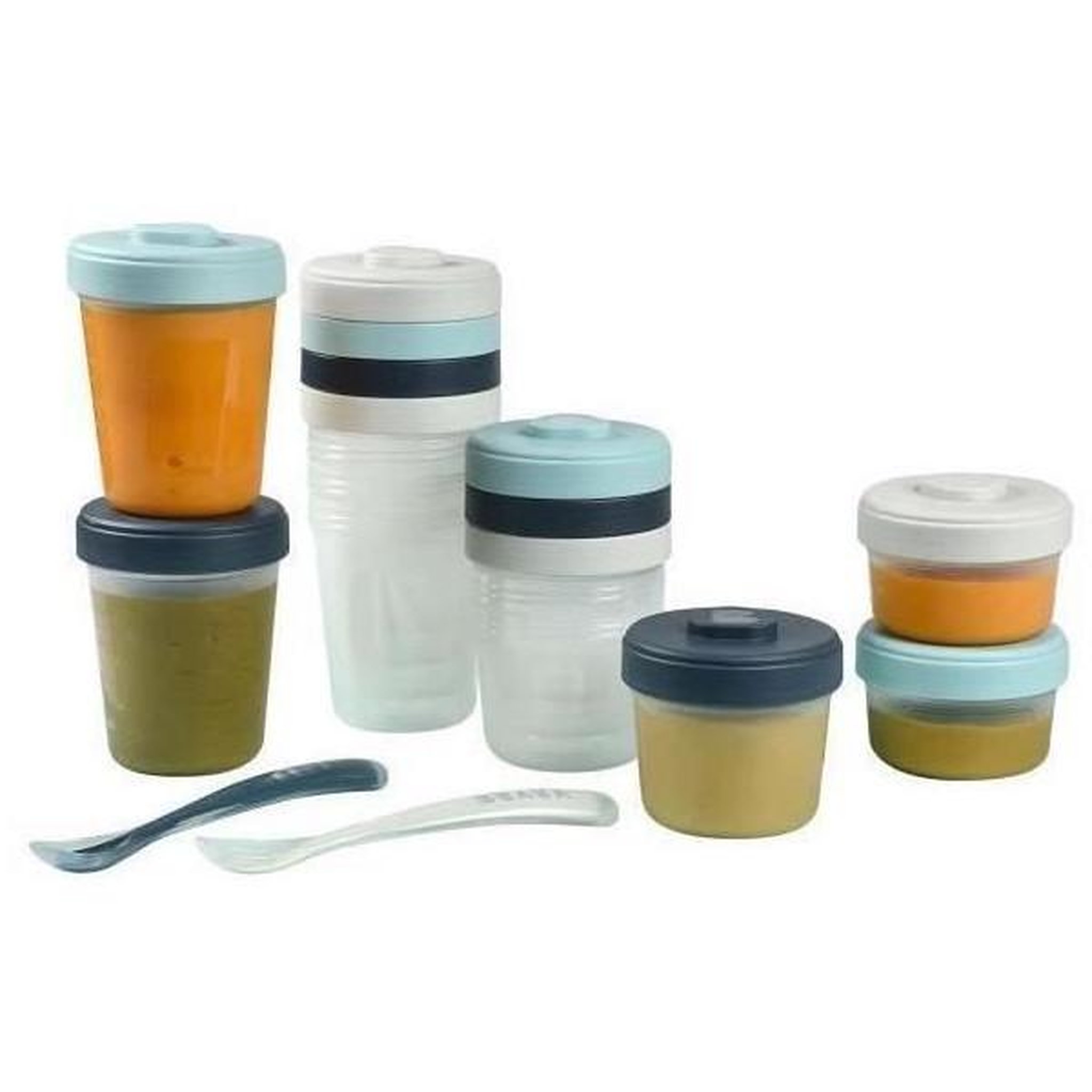 MARKET24 Béaba - lot 12 portions conservation et 2 cuilleres silicone - pack 1er repas - storm