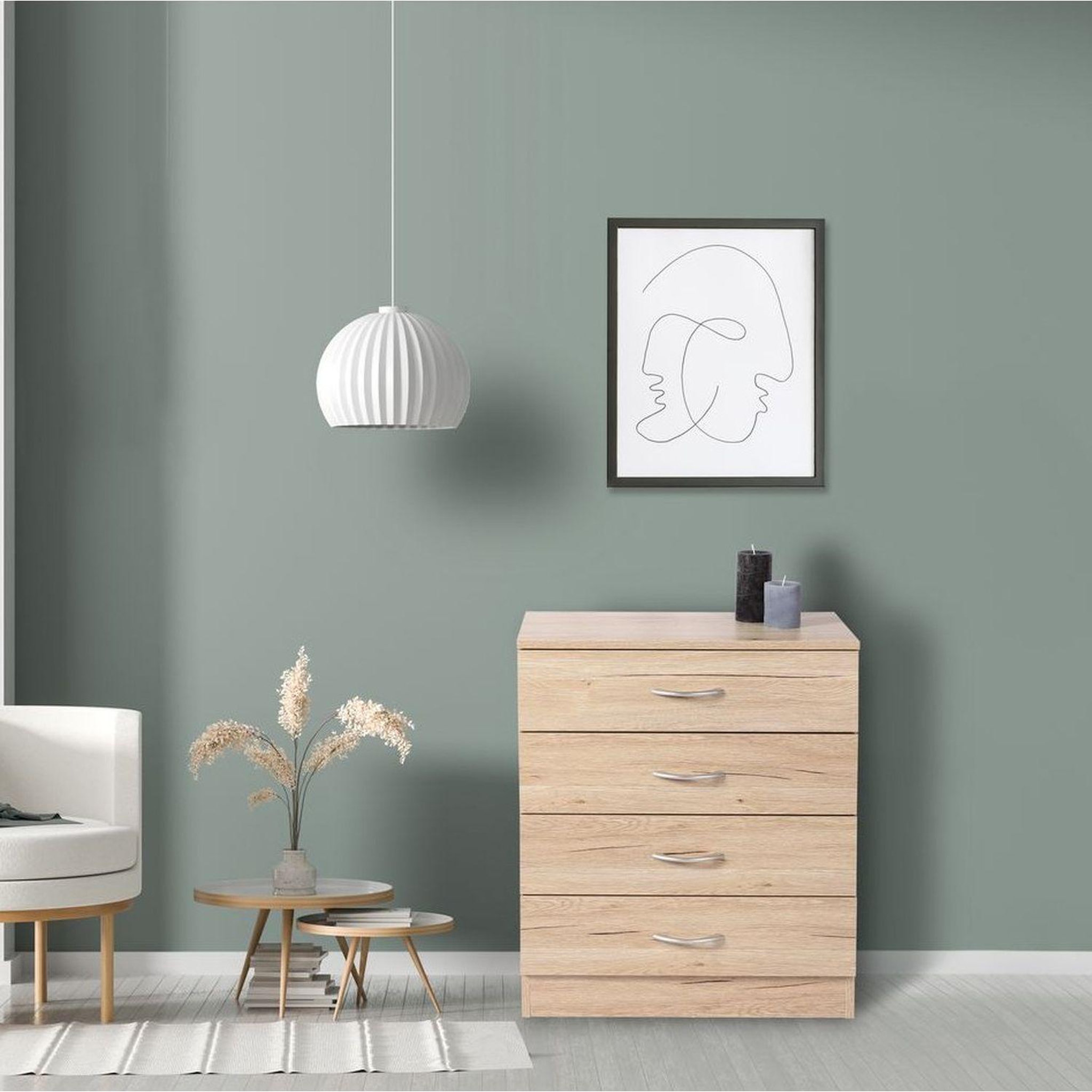Voir la diapositive 2 : TOILINUX Meuble de rangement 4 tiroirs design moderne pratik - bois clair
