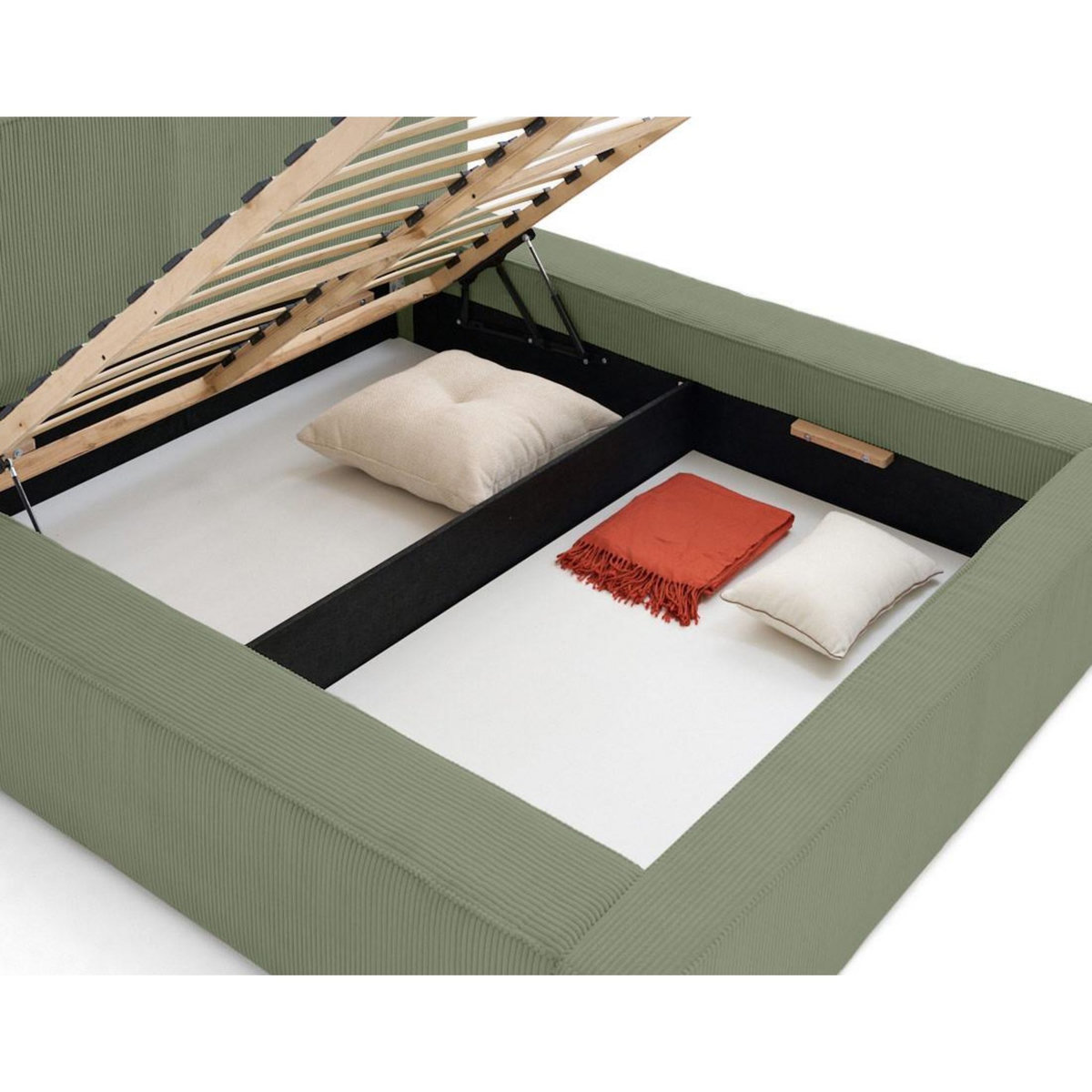 BEST MOBILIER Topaze - lit coffre - 160x200 cm - sommier inclus - velours côtelé