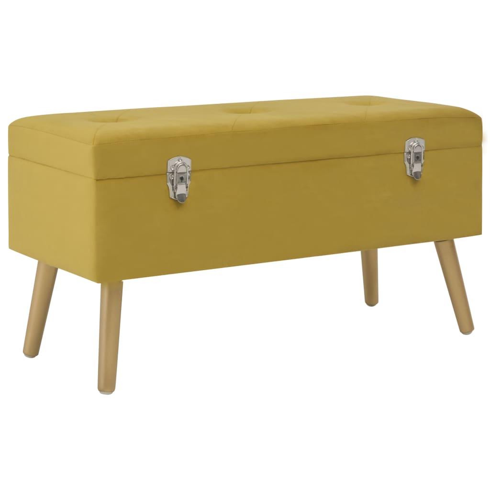 Voir la diapositive 1 : VIDAXL Banc avec compartiment de rangement 80cm Jaune moutarde Velours