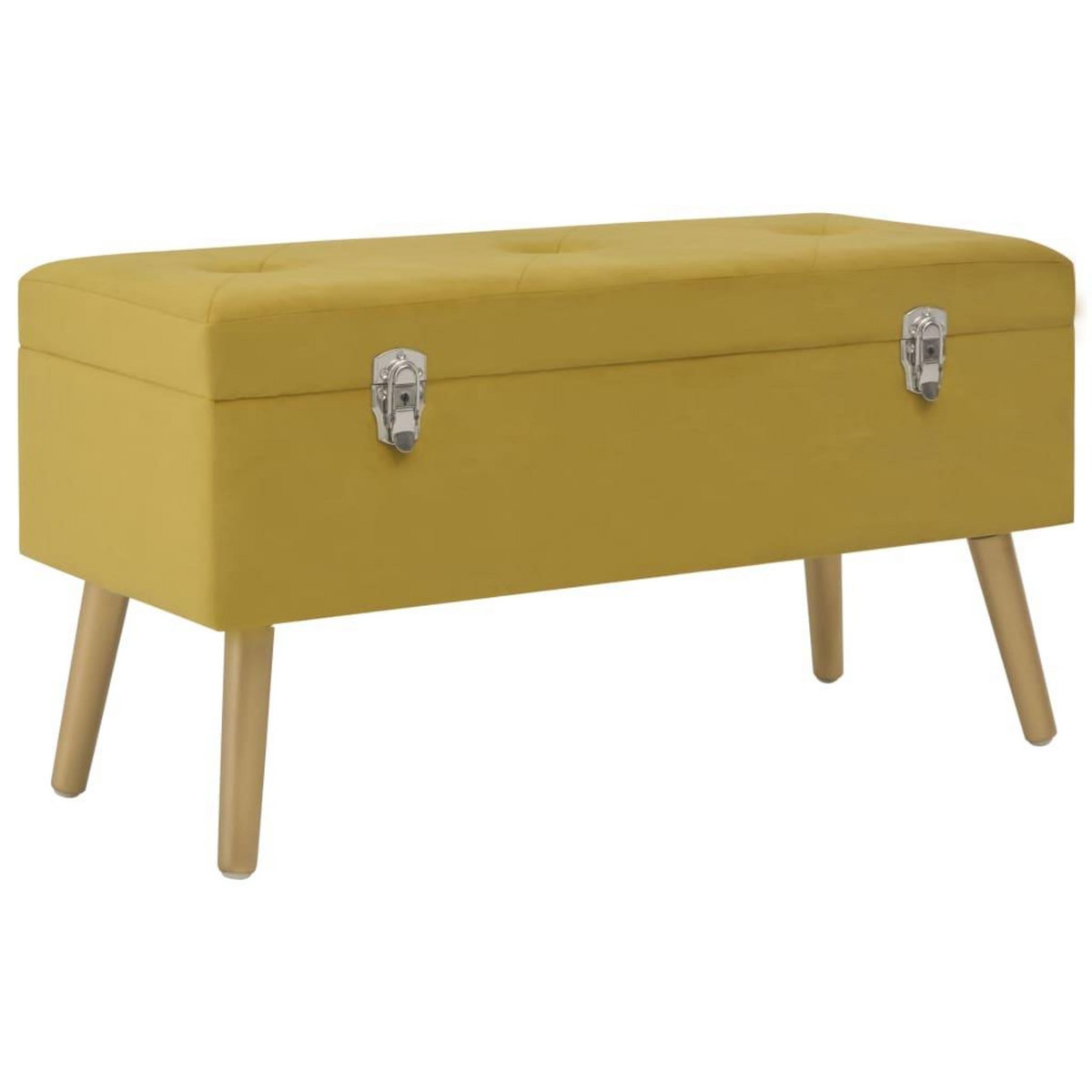 VIDAXL Banc avec compartiment de rangement 80cm Jaune moutarde Velours