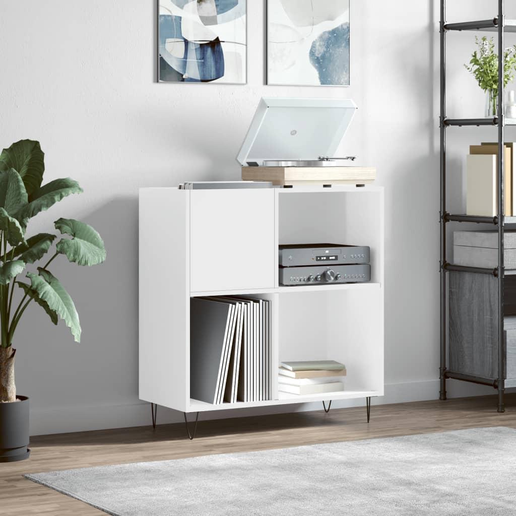 VIDAXL Armoire a disques blanc brillant 84,5x38x89cm bois d'ingenierie