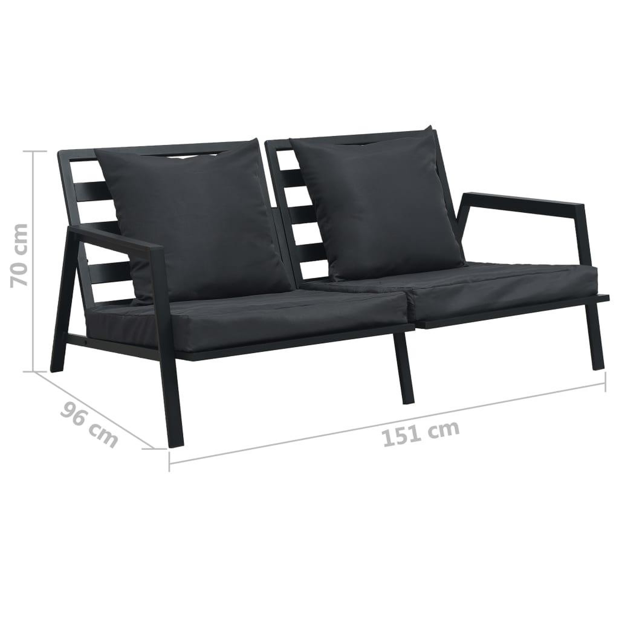 Voir la diapositive 6 : VIDAXL Salon de jardin 4 pcs avec coussins aluminium gris fonce