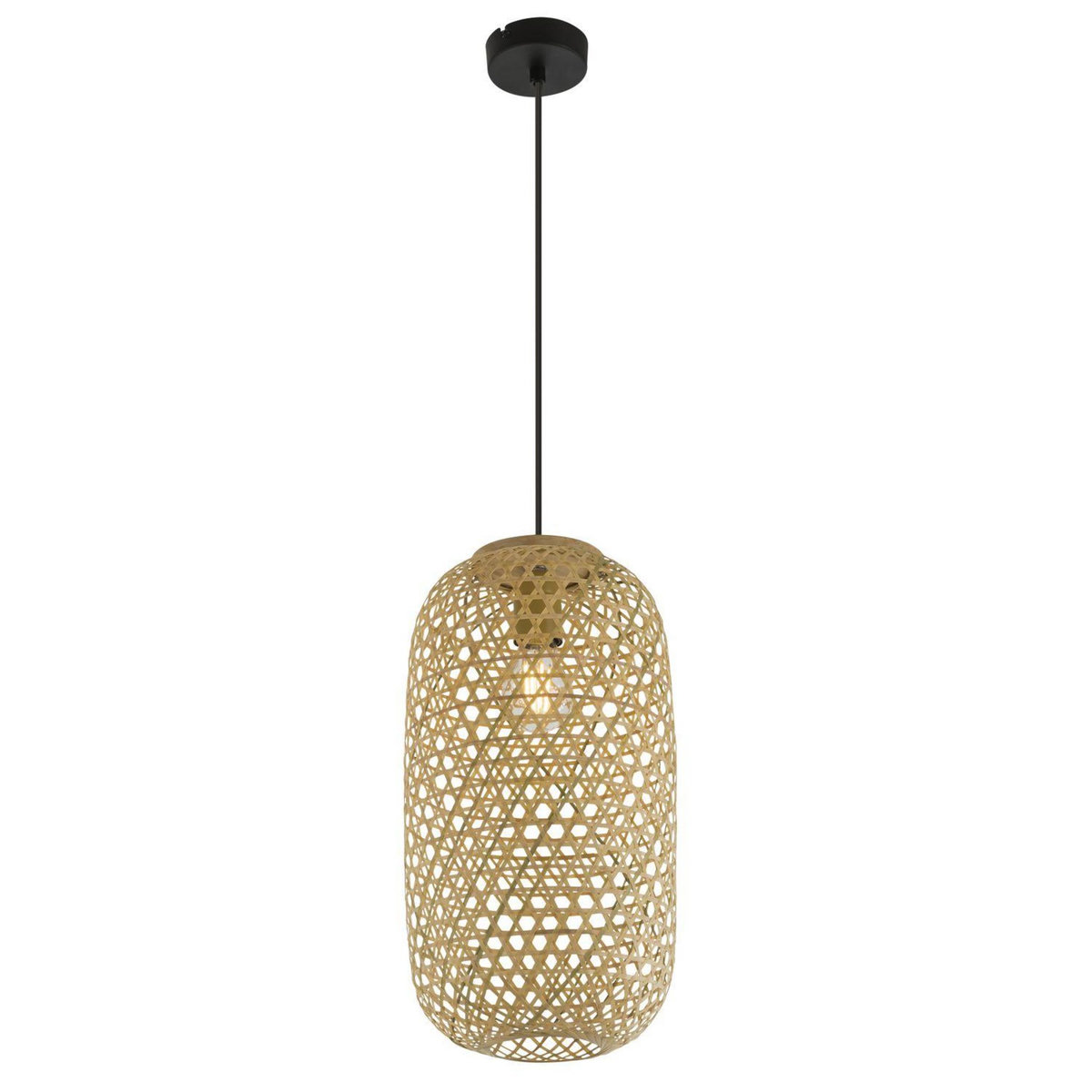 GLOBO Suspension design bambou Mirena - Diam. 22 x H. 120 cm - Beige naturel