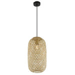 GLOBO Suspension design bambou Mirena - Diam. 22 x H. 120 cm - Beige naturel