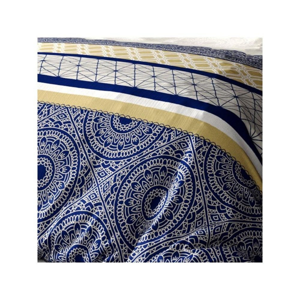 ATELIER DU COTON Housse de couette 240x220 CONNEXIONS + 2 taies coton 57 fils