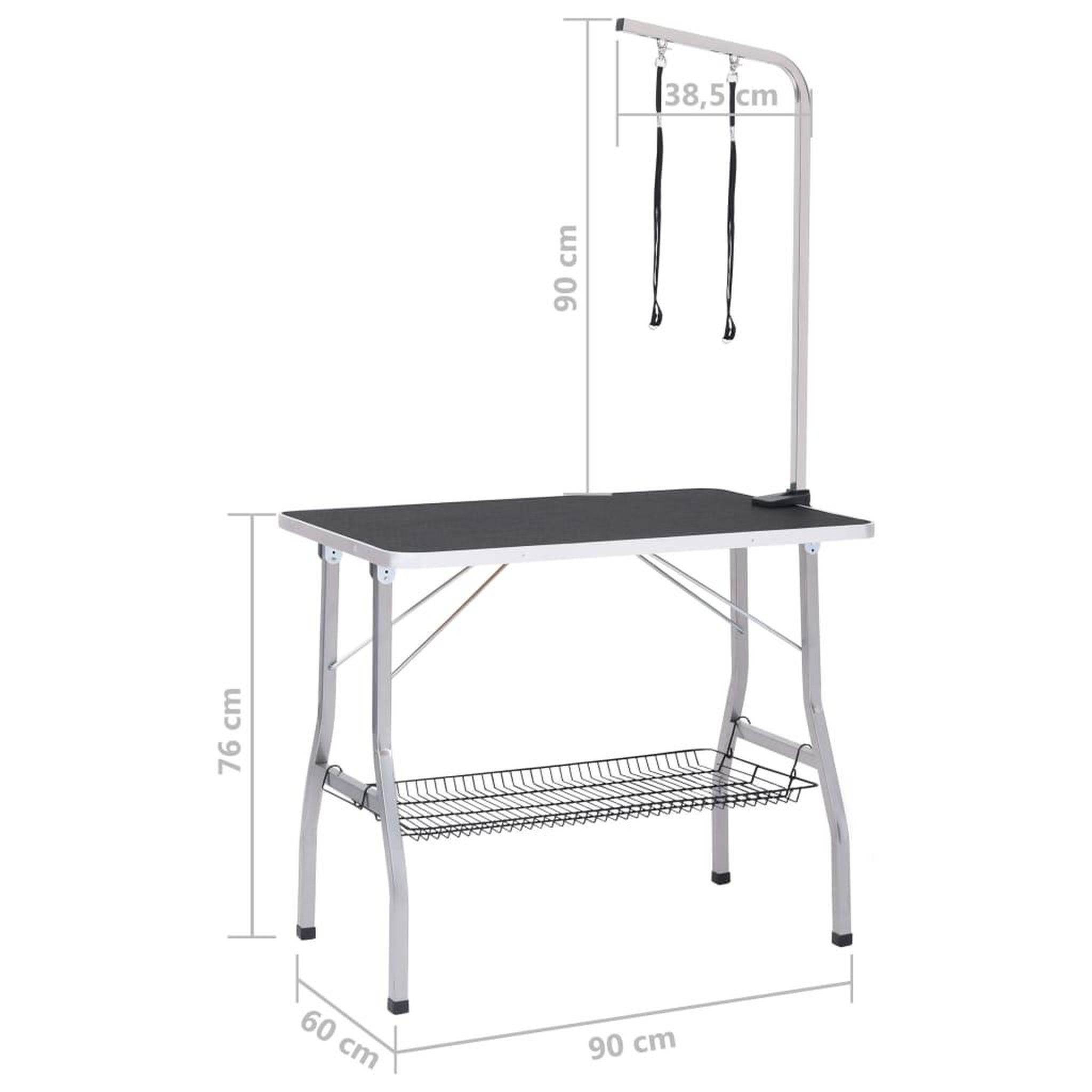 Voir la diapositive 6 : VIDAXL Table de toilettage reglable de chiens avec 2 boucles et panier