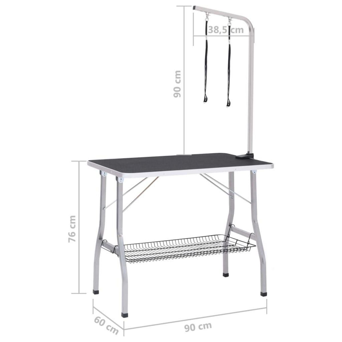 VIDAXL Table de toilettage reglable de chiens avec 2 boucles et panier